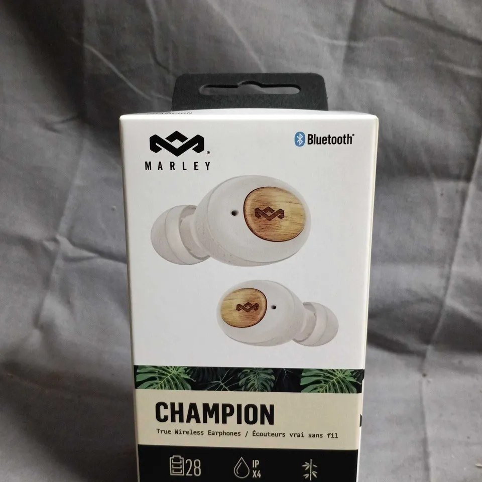 BOXED AND SEALED HOUSE OF MARLEY CHAMPION WIRELESS BLUETOOTH EARPHONES