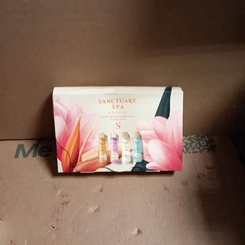 BOX OF APPROXIMATELY 14 ASSORTED COSMETIC ITEMS INCLUDING SANTUARY SPA , LYNX GOLD AND SOL DE JANEIRO PERFUME MIST SET 