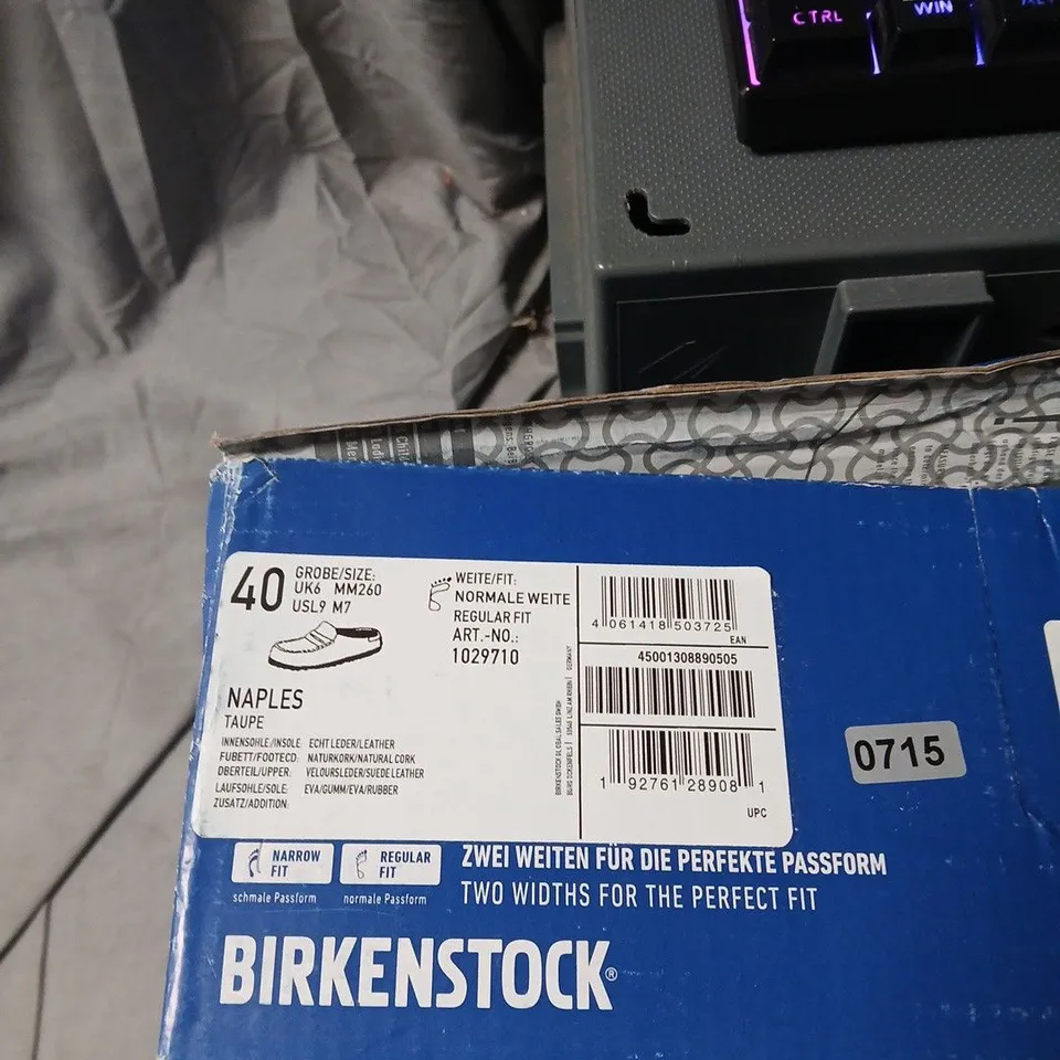 BIRKENSTOCK NAPLES TAUPE SUEDE SANDALS – UK 6 (EU 40)