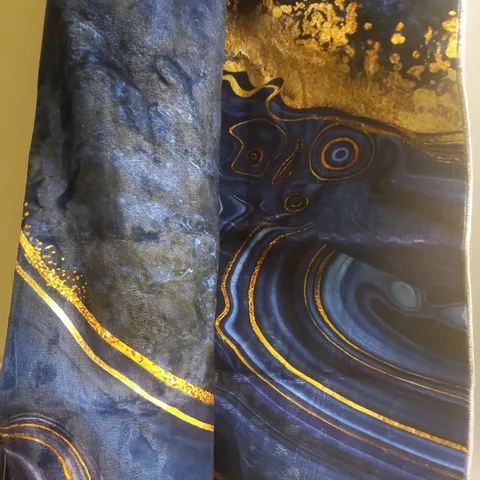 UNBRANDED GOLDEN AND BLUE SOFT RUG - SIZE UNSPECIFIED 