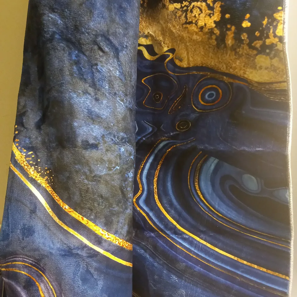 UNBRANDED GOLDEN AND BLUE SOFT RUG - SIZE UNSPECIFIED 