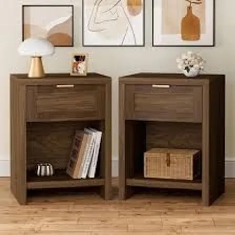 BOXED ARKANTOS NIGHTSTAND WITH DRAWERS (SET OF 2) - CLASSIC WALNUT (1 BOX)