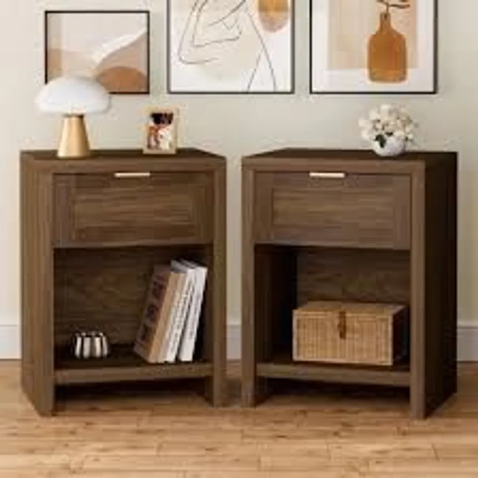 BOXED ARKANTOS NIGHTSTAND WITH DRAWERS (SET OF 2) - CLASSIC WALNUT (1 BOX)