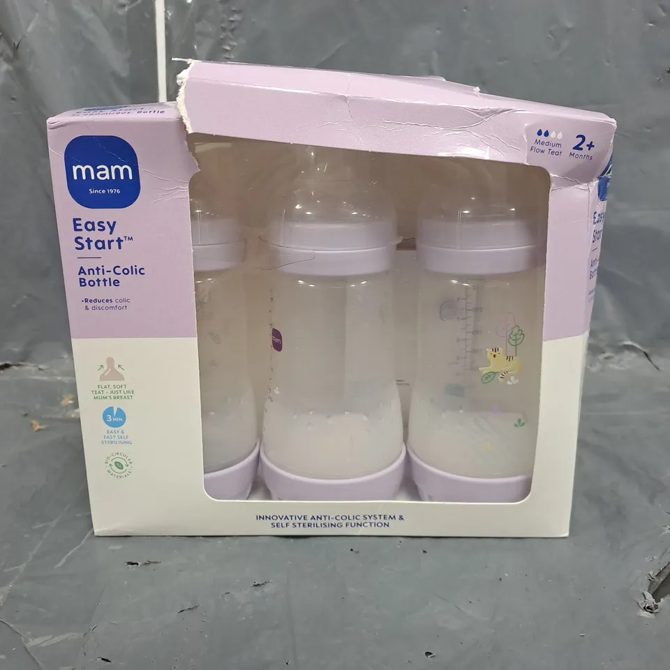 MAM EASY START ANTI-COLIC 260ML BABY BOTTLE 3 PACK - LILAC