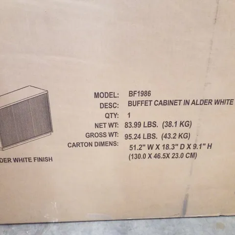 BOXED BUFFET CABINET IN ALDER WHITE 