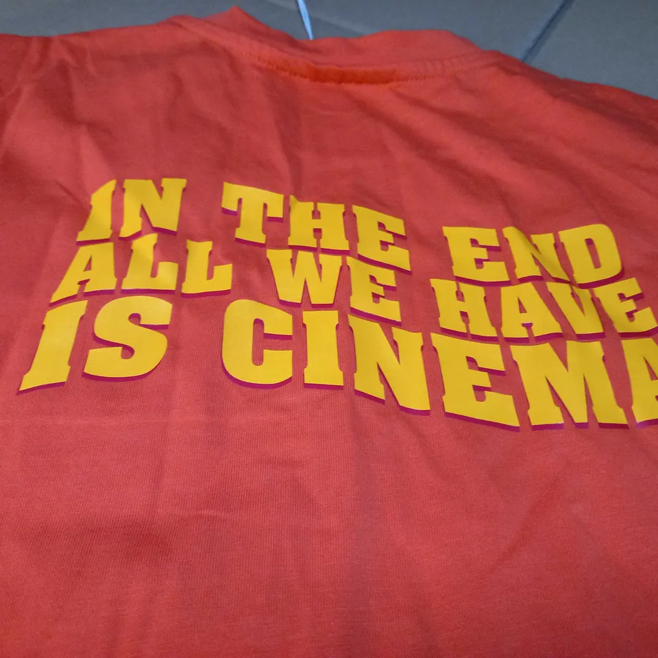 THROW BACK ORANGE/SLOGAN T-SHIRT - MEDIUM