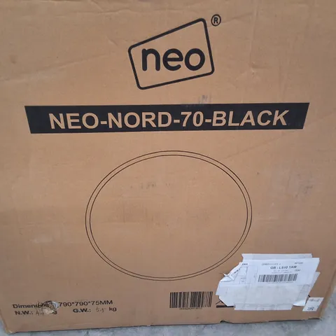 BOXED NEO 70CM BLACK ROUND METAL FRAME WALL MIRROR (1 BOX)