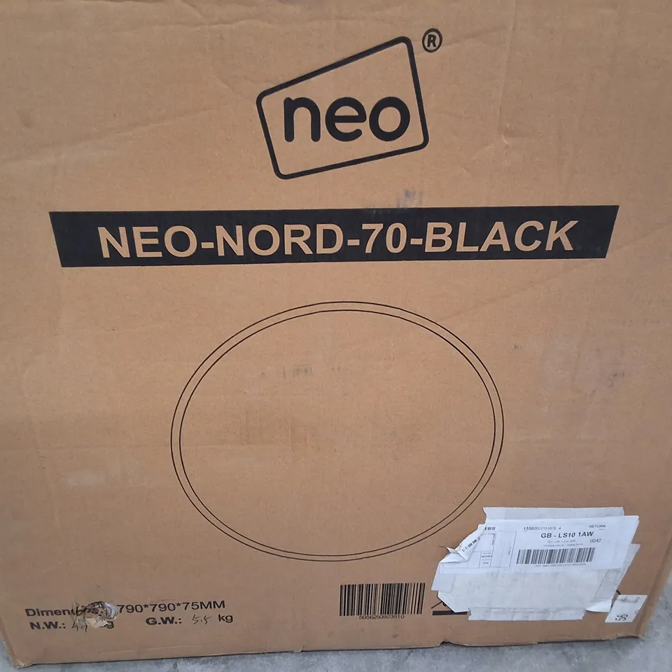 BOXED NEO 70CM BLACK ROUND METAL FRAME WALL MIRROR (1 BOX)