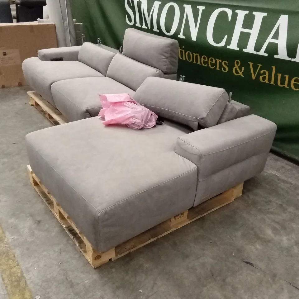 QUALITY DESIGNER FABRIC UPHOLSTERED ELECTRIC RECLINER CHAISE SOFA