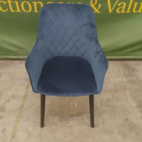 DESIGNER NAVY VELVET UPHOLSTERED DINING CHAIR