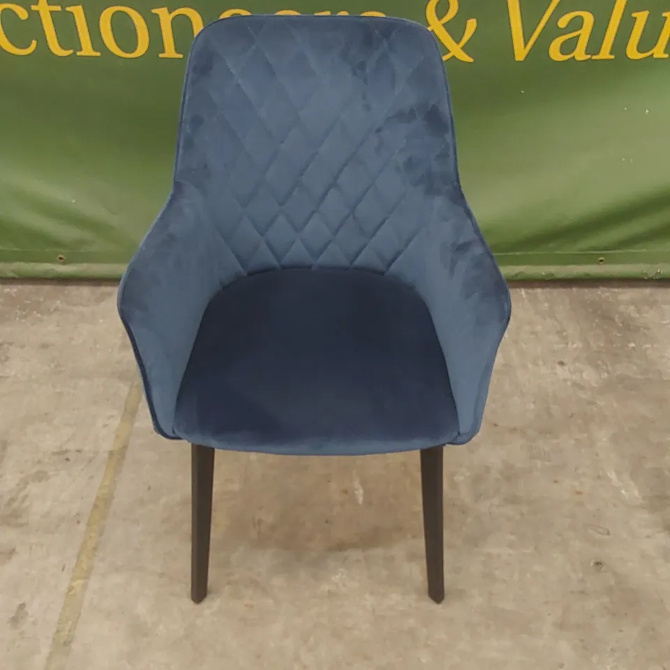 DESIGNER NAVY VELVET UPHOLSTERED DINING CHAIR