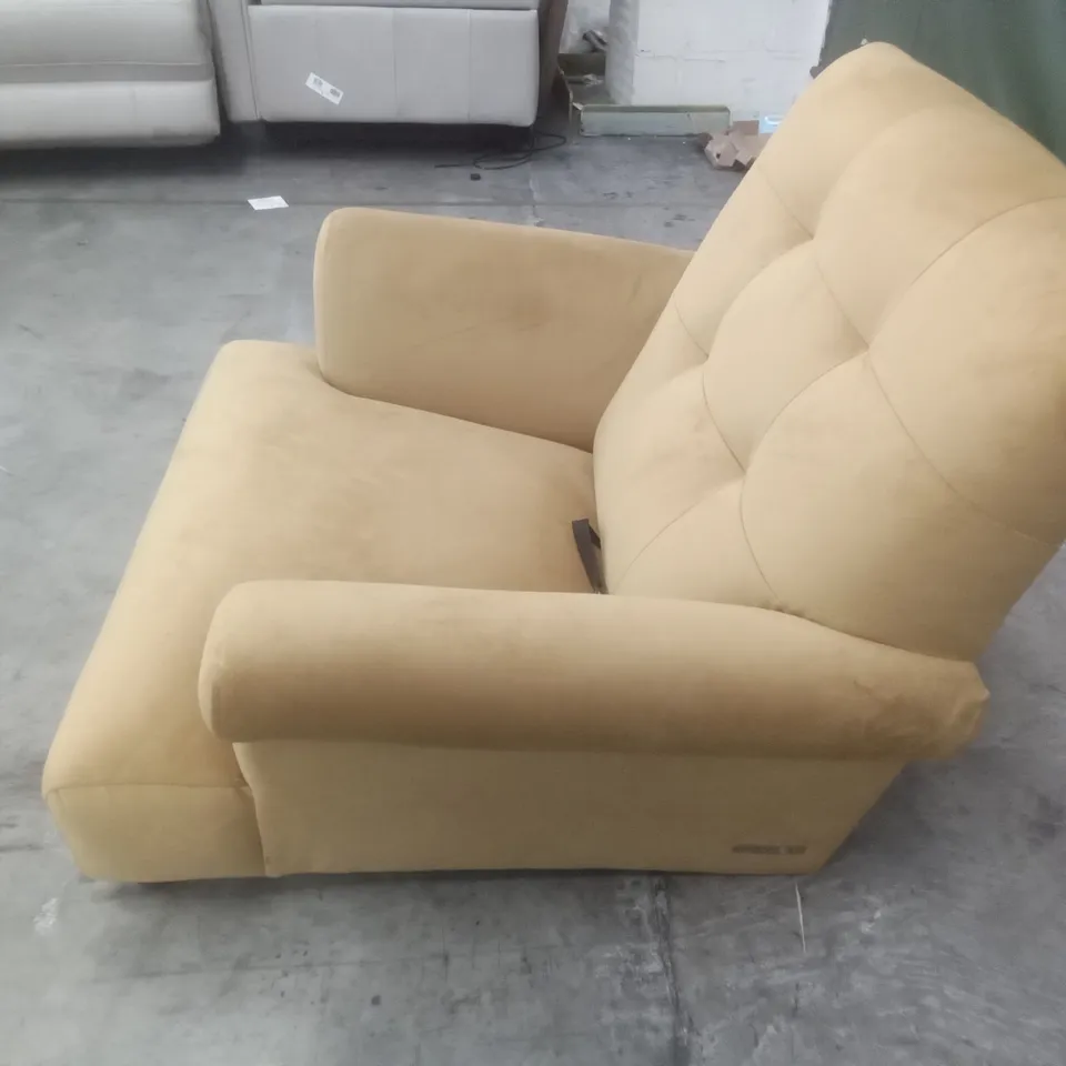 DESIGNER THE LOUNGE COMPANY MADE SMALL ARMCHAIR - YELLOW FABRIC