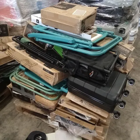 PALLET OF ASSORTED E-COMMERCE GOODS AND PRODUCTS TO INCLUDE; CABIN BAGS, VOYAGER CAMPING CHAIRS, CAMPING WAGONS, SHOE RACK ETC