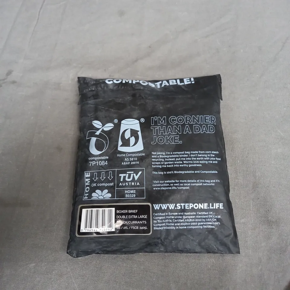 SEALED STEPONE BOXER BREIF DOUBLE EXTRA LARGE BLACK CURRANTS 