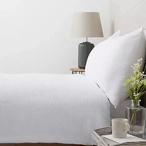 SUPERSOFT BY COZEE HOME WAFFLE KNIT 4 PIECE DUVET SET- WHITE KING SIZE