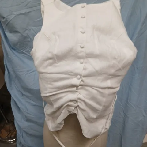 ABERCROMBIE & FITCH THE A&F LINEN COLLECTION WHITE LINEN TOP, UK 6