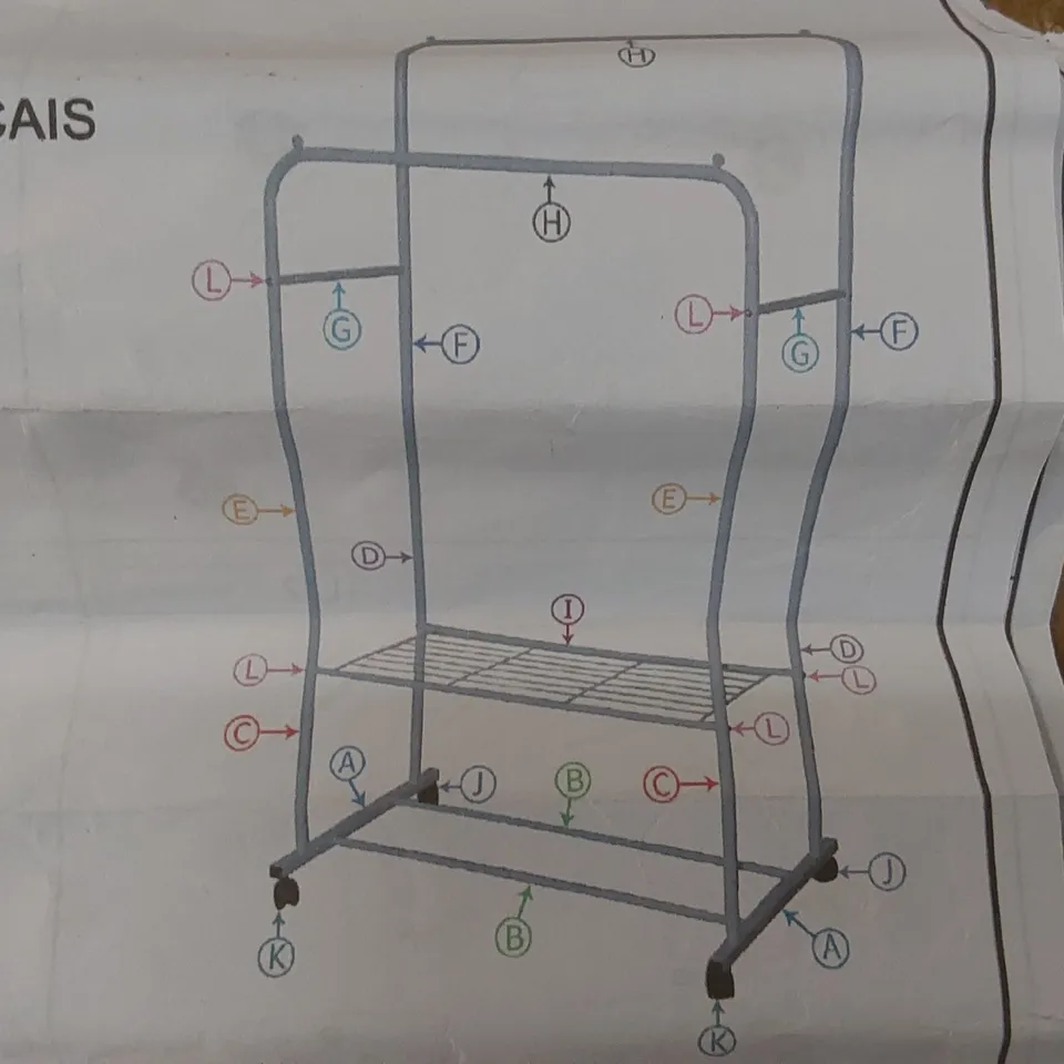 BOXED 80.5CM ROLLING CLOTHES RACK - WHITE (1 BOX)