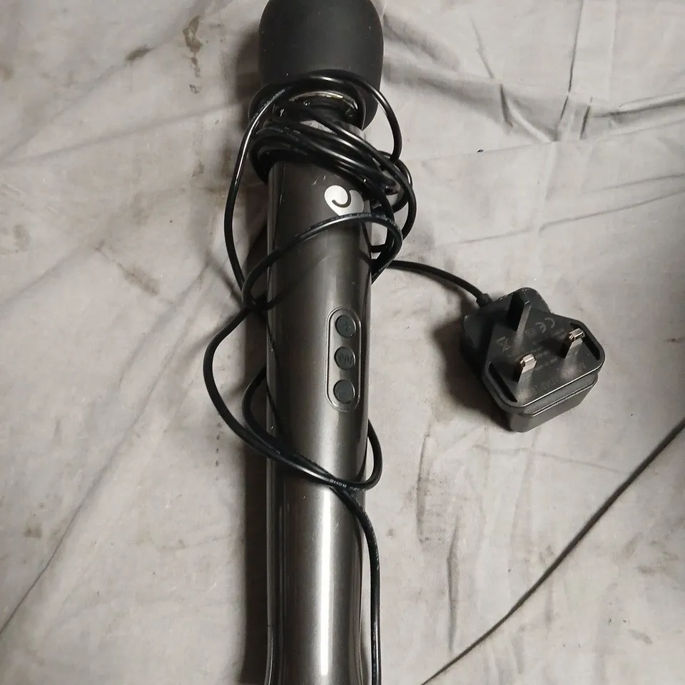 PERSONAL WAND MASSAGER WITH MAINS ADAPTOR – GREY HANDLE, BLACK HEAD (NSFW)