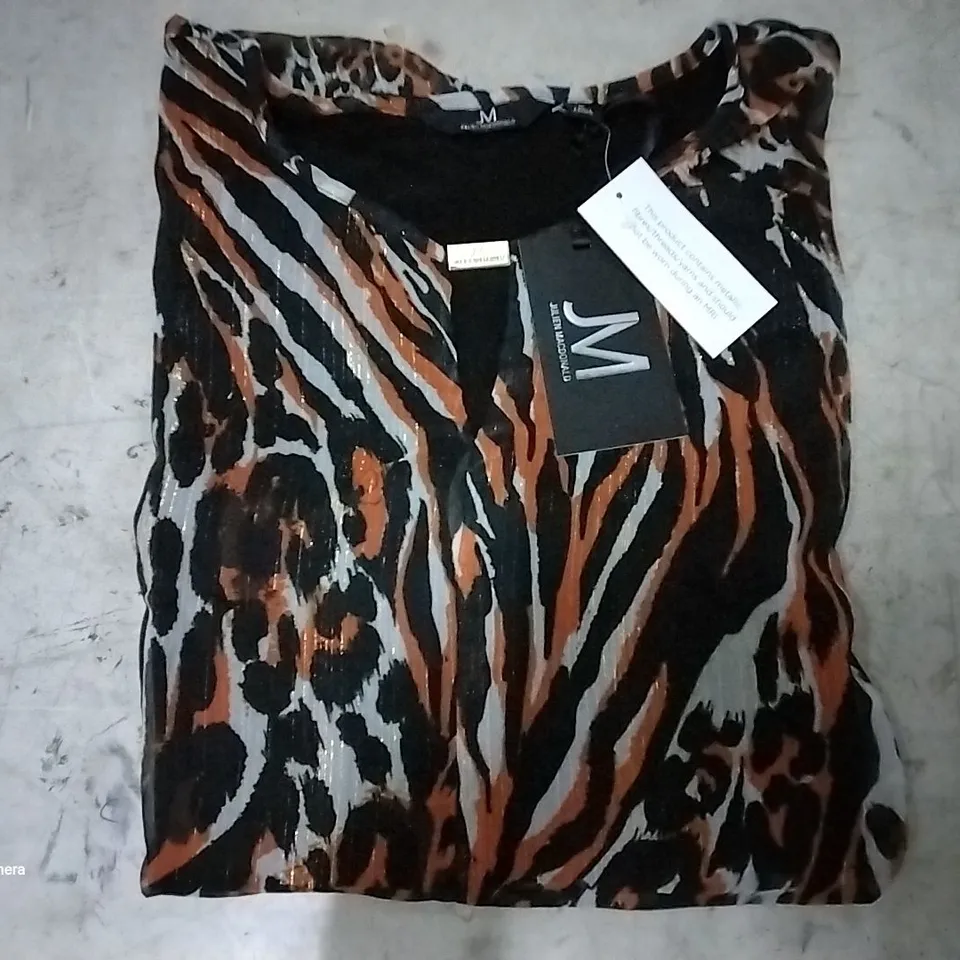 BOX OF 10 BRAND NEW JULIEN MACDONALD CHIFFON OVERLAY TOP TIGER PRINT - SIZE 14