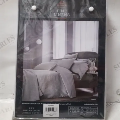 BRAND NEW SEALED TAHRA JACQUARD DOUBLE DUVET SET SILVER