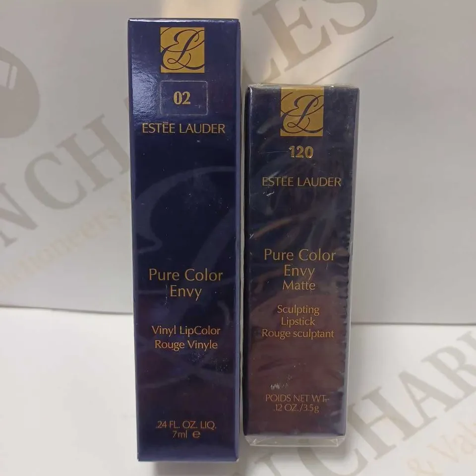 LOT OF 2 ESTEE LAUDER PRODUCTS TO INCLUDE PURE COLOUR ENVY LIP COLOUR #02 CONTROVERSIAL & PURE COLOR ENVY MATTE LIPSTICK #120 IRREPRESSIBLE 