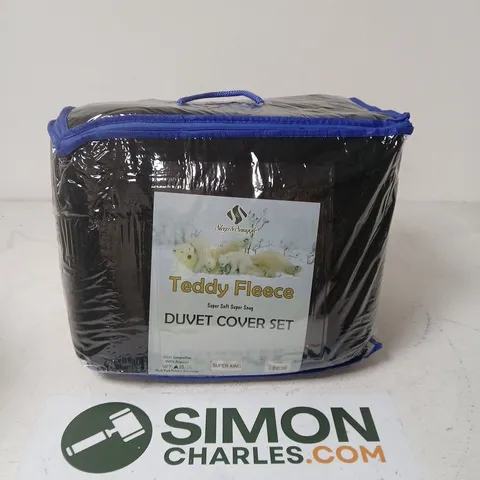 SLEEP & SNUGGLE TEDDY FLEECE DUVET COVER SET SUPER KING SIZE