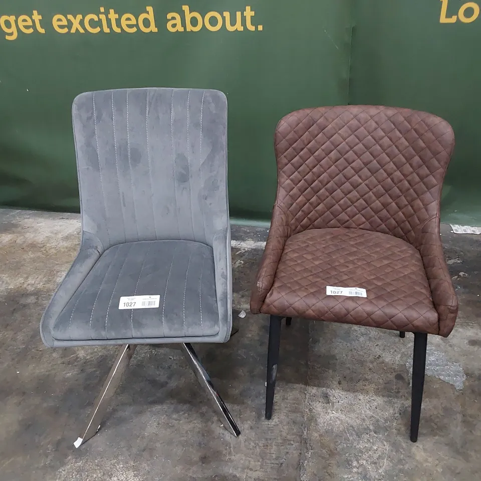 TWO UPHOLSTERED DINING CHAIRS