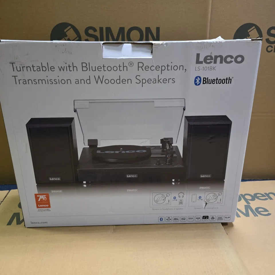 BOXED LENCO BLUETOOTH TURNTABLE WITH SPEAKERS LS-101BK