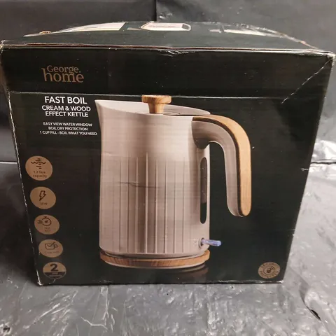 FAST BOIL CREAM & WOOD EFFECT KETTLE – BOXED