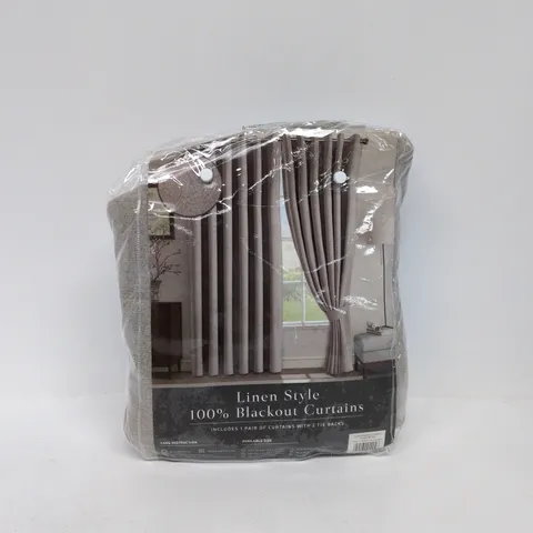 LINEN STYLE BLACKOUT CURTAINS BEIGE 90 X 90INCH