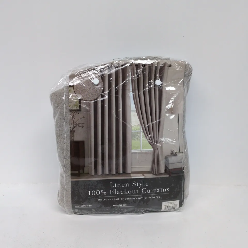 LINEN STYLE BLACKOUT CURTAINS BEIGE 90 X 90INCH