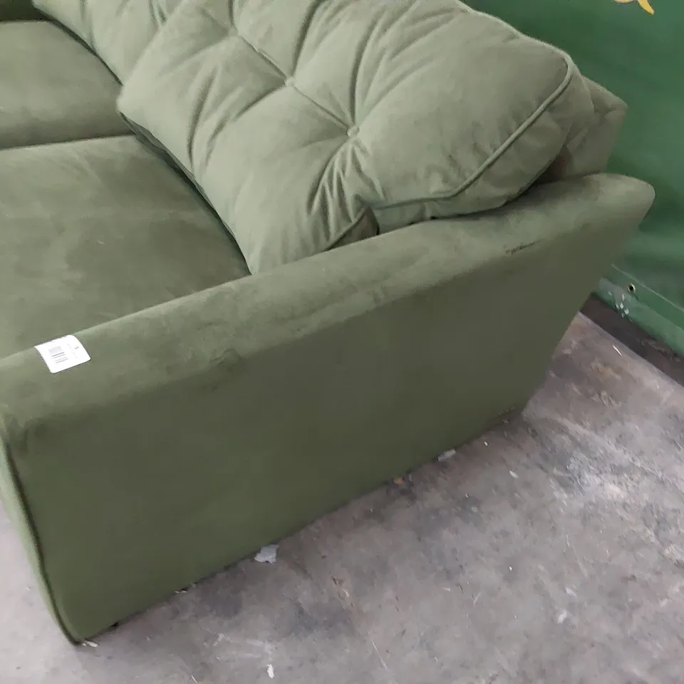 QUALITY BRITISH DESIGNER LOUNGE Co. THREE SEATER SOFA PLUSH GREEN FABRIC 
