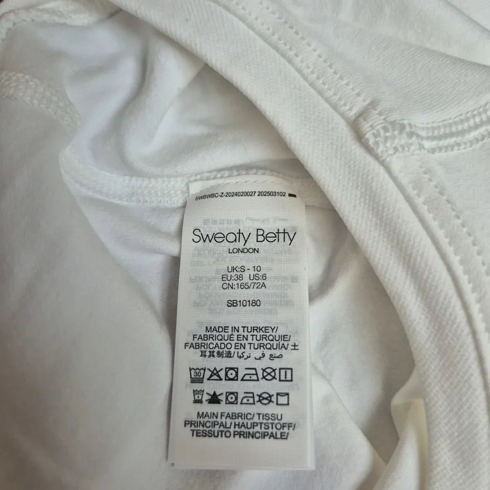 SWEATY BETTY ATHLETE SEAMLESS RUCHED TEE – WHITE – UK 10