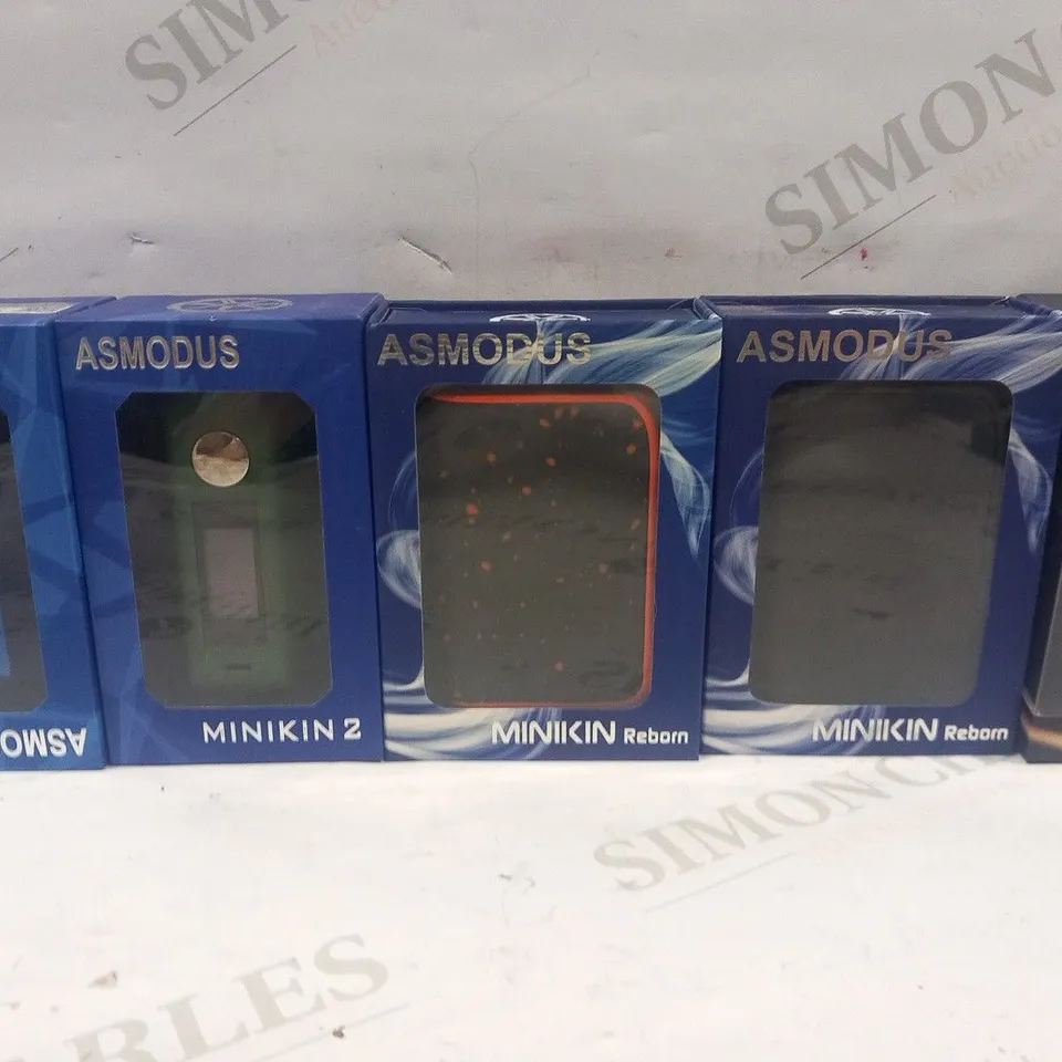 5 BOXED ASMODUS VAPING PRODUCTS TO INCLUDE; LUSTRO, MINIKIN REBORN AND MINIKIN 2