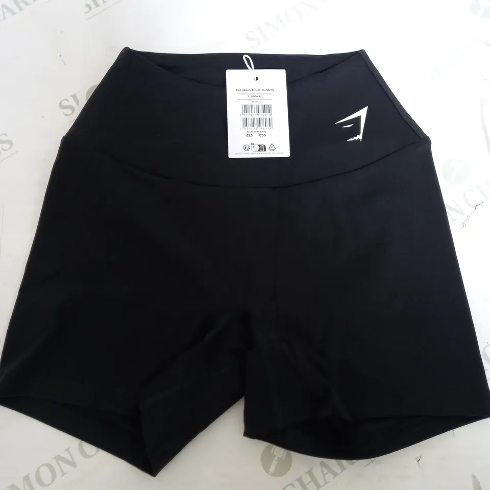 GYMSHARK TIGHT SHORTS IN BLACK - SMALL