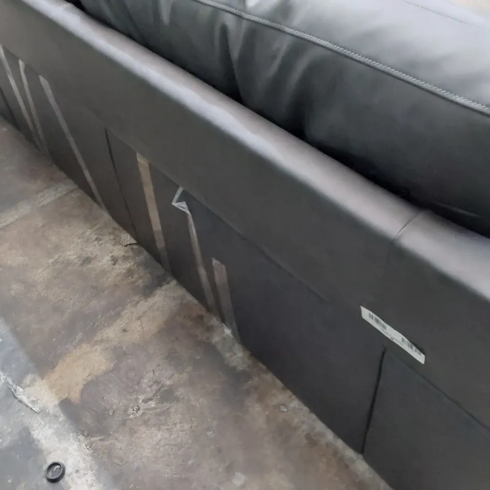 DESIGNER THREE SEATER SOFA GREY LEATHER