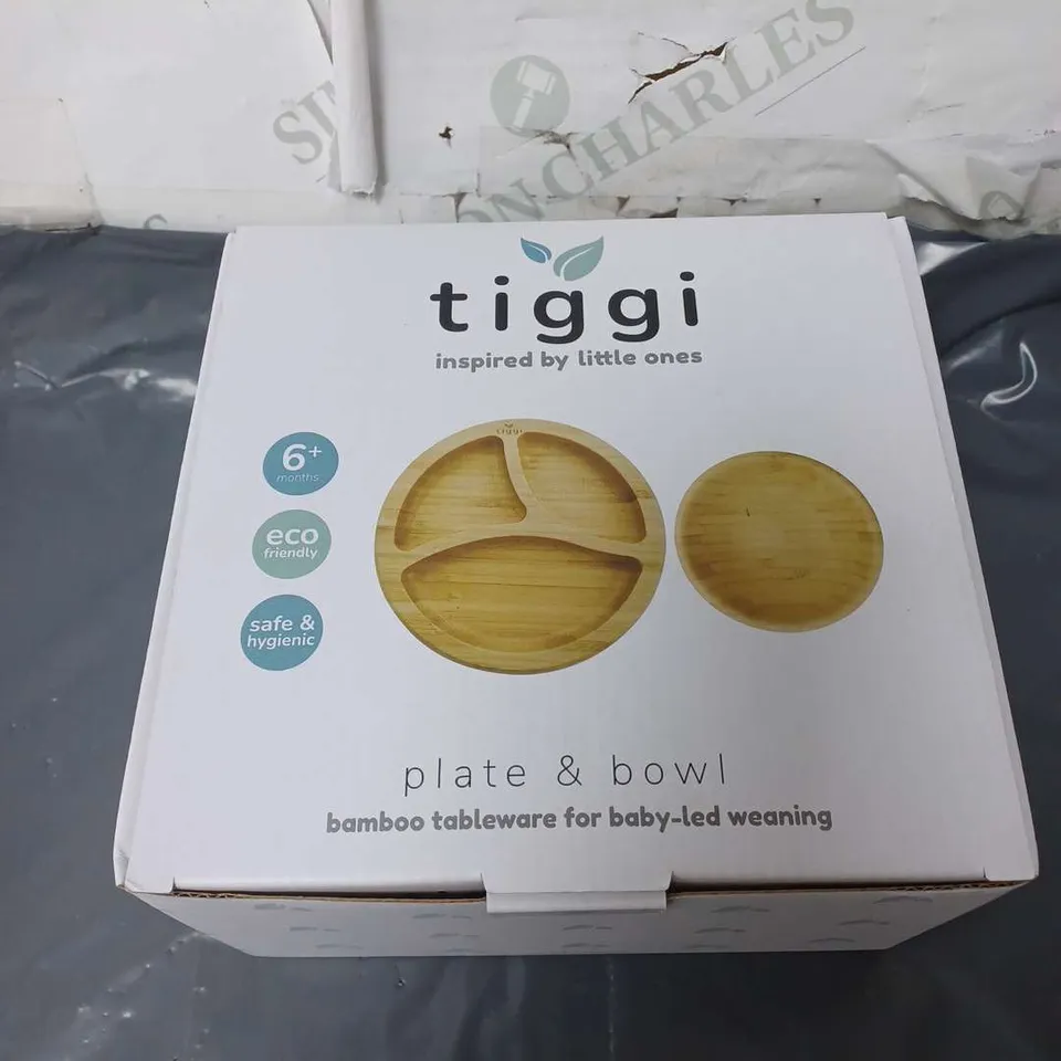 TIGGI BAMBOO WEANING PLATE AND BOWL FOR BABIES AGED 6+ MONTHS