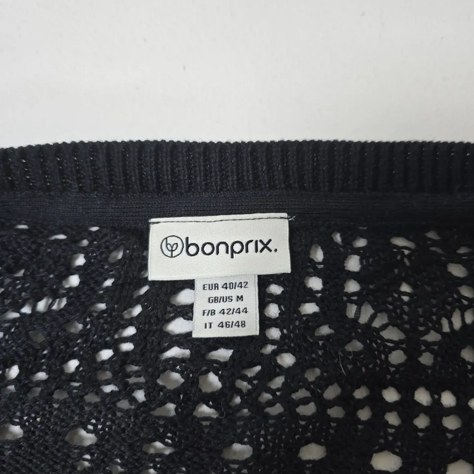 BONPRIX BLACK LACE CARDIGAN, WOMEN'S, UK SIZE M (EU 40/42)