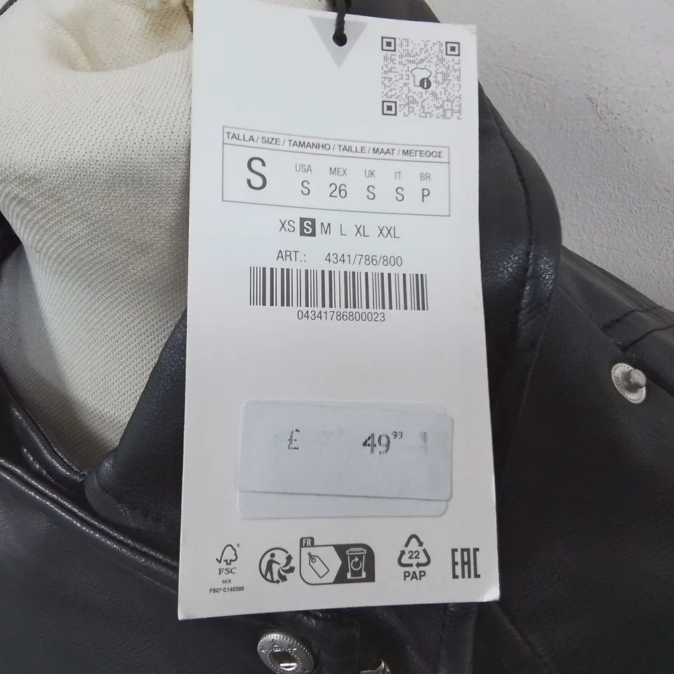 ZARA BIKER STYLE PU JACKET - UK S
