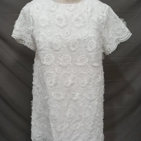 ZARA EMBROIDERED DRESS IN IVORY SIZE SMALL