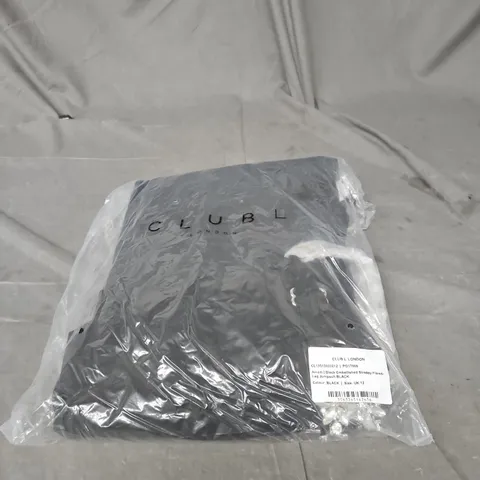 CLUB LONDON AMADI BLACK EMBELLISHED STRAPPY FLARED-LEG JUMPSUIT – UK 12