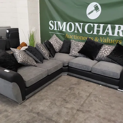 DESIGNER HILTON LEFT HAND CORNER SOFA IN BLACK/CHARCOAL