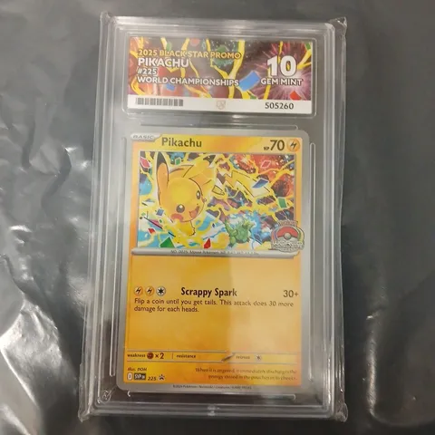 POKÉMON WORLD CHAMPIONSHIPS BLACK STAR PROMO PIKACHU #225 – ACE GRADING GEM MINT 10