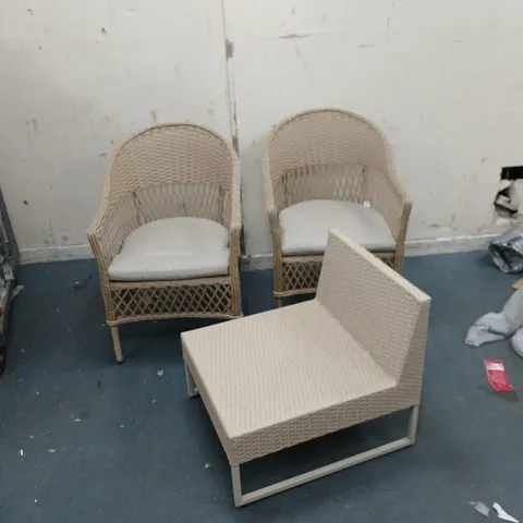 WOVEN RATTAN GARDEN FURNITURE SET – 3 CHAIRS 