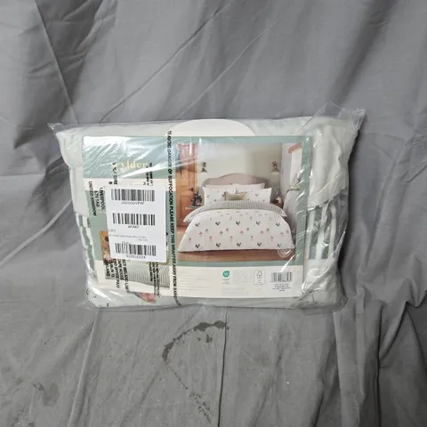 DUVET COVER SET – CREAM WITH ROBIN  PRINT, SEALED PACKAGING- SINGLE 