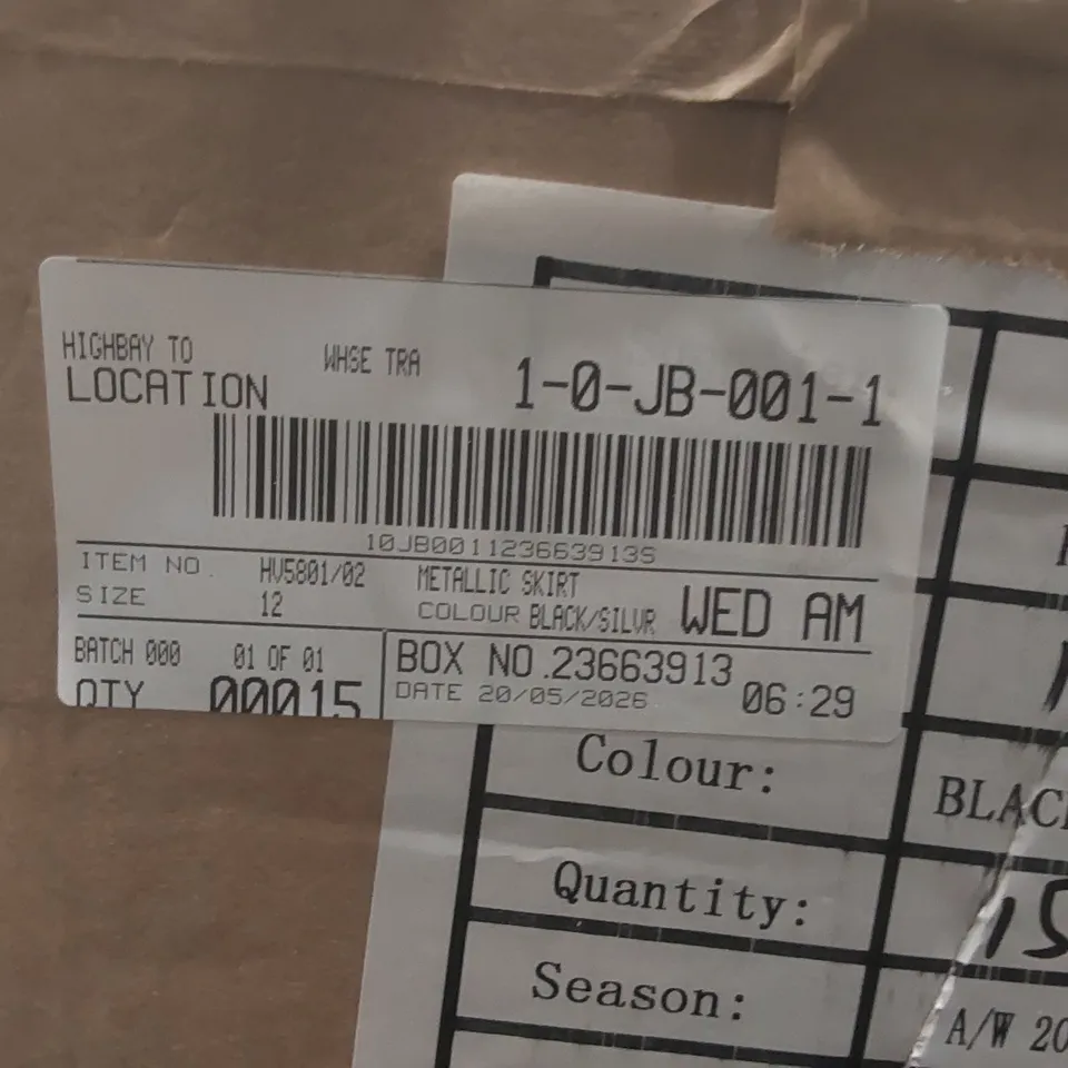 BOX CONTAINING APPROXIMATELY 15x BRAND NEW JD WILLIAMS METALIC SKIRTS - SIZE 12