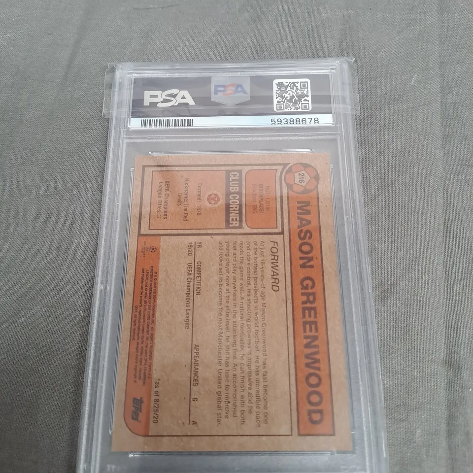 MASON GREENWOOD 2020 TOPPS LIVING  UEFA CHAMPIONS LEAGUE - #216 MINT RARE TRADING CARD - PSA 9 