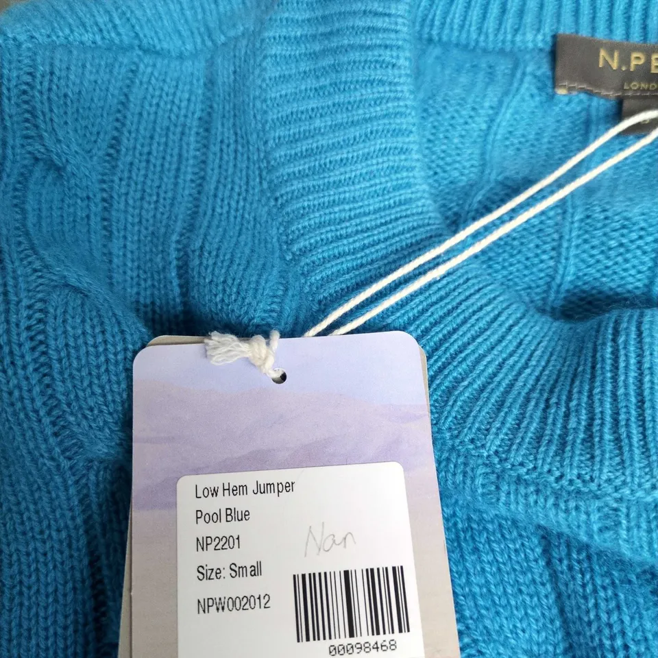 N.PEAL LONDON CONSCIOUS CASHMERE LOW HEM JUMPER – POOL BLUE, UK SMALL