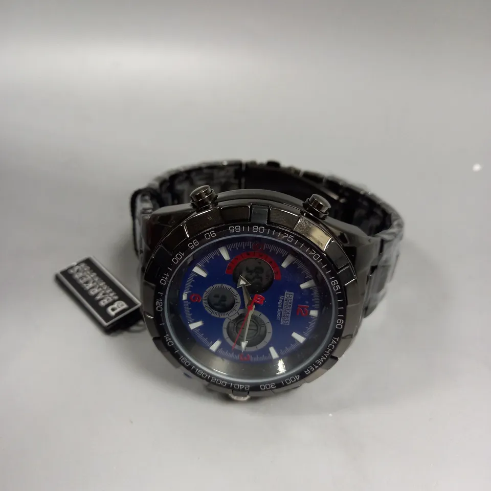 BOXED BARKERS OF KENSINGTON MEGA SPORT BLUE DIAL WATCH 