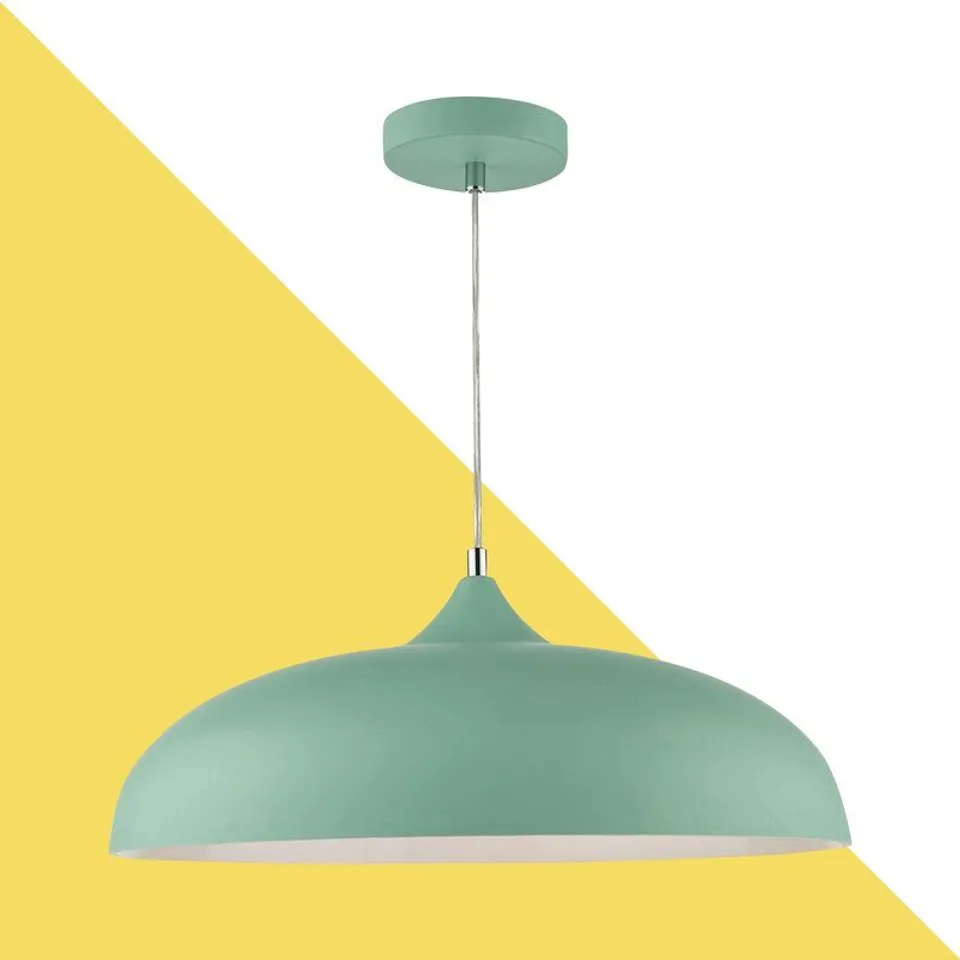 BOXED CALZADA 1 LIGHT DOME PENDANT - GREEN FINISH
